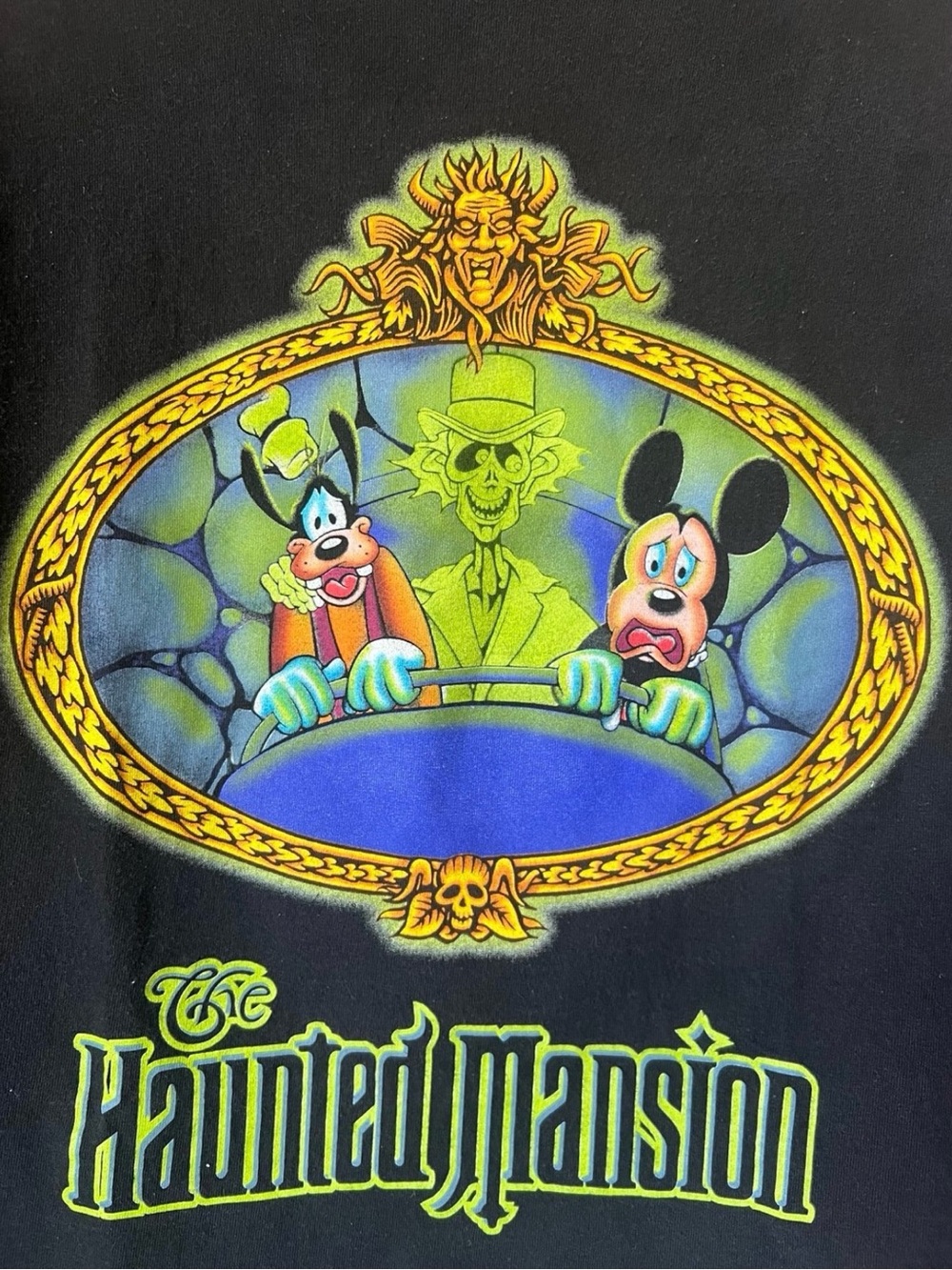 Disney Black Haunted Mansion Tee with Neon Green & Blue Graphic - Picture 3 of 8